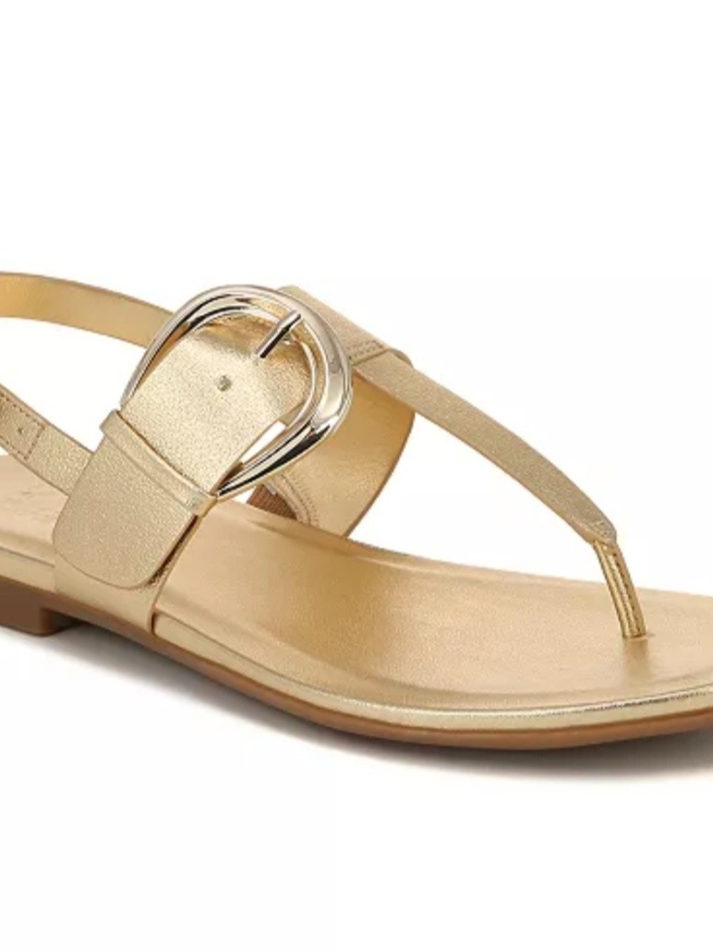 Naturalizer
Women's Taylor Flat Metallic Gold T-Strap Sandals with Buckle